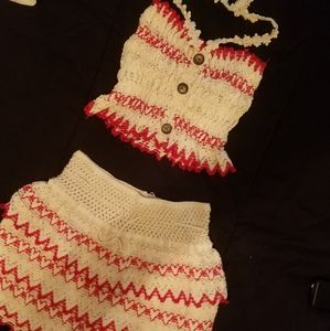 Lace style beach set crop top and bottom